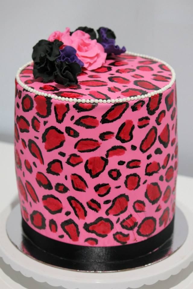 Hot Pink and Leopard Print Cake Hot Pink and Leopard Print Cake
