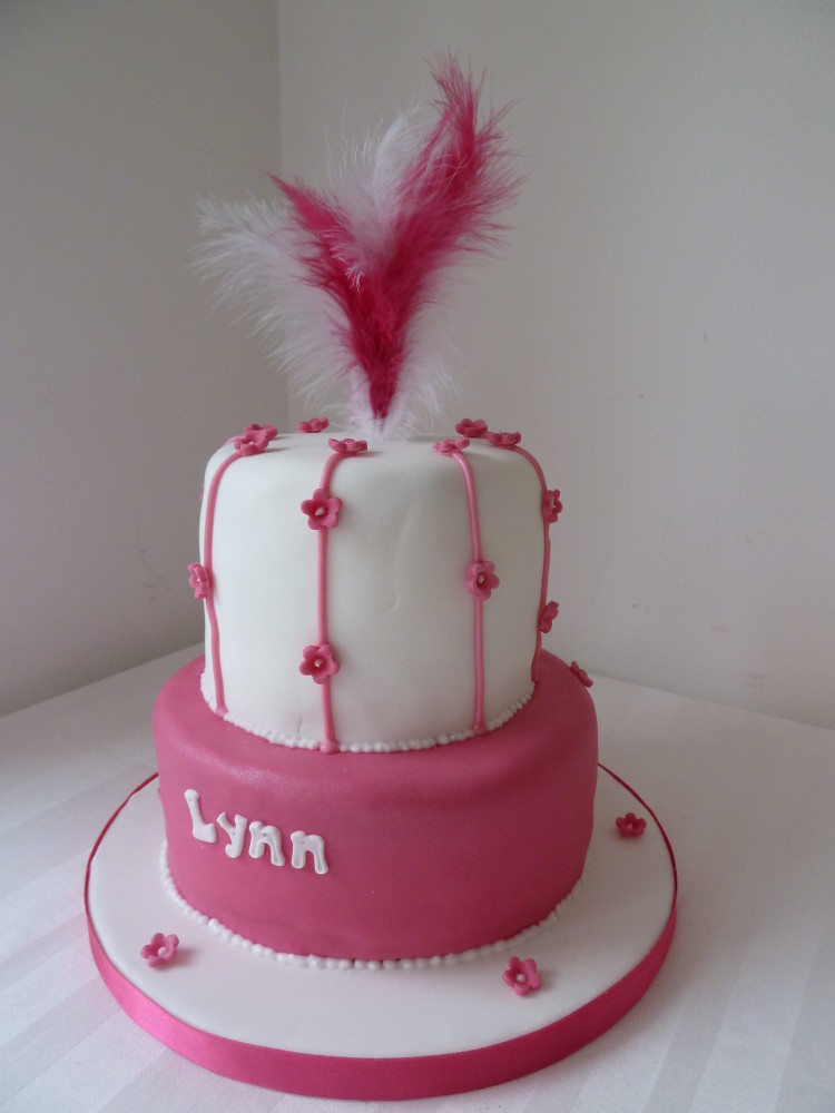 Pink and White Birthday Cake Pink and White Birthday Cake