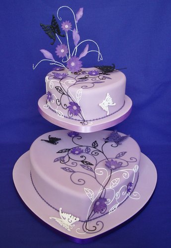 Purple Heart Shaped Wedding Cakes Purple Heart Shaped Wedding Cakes