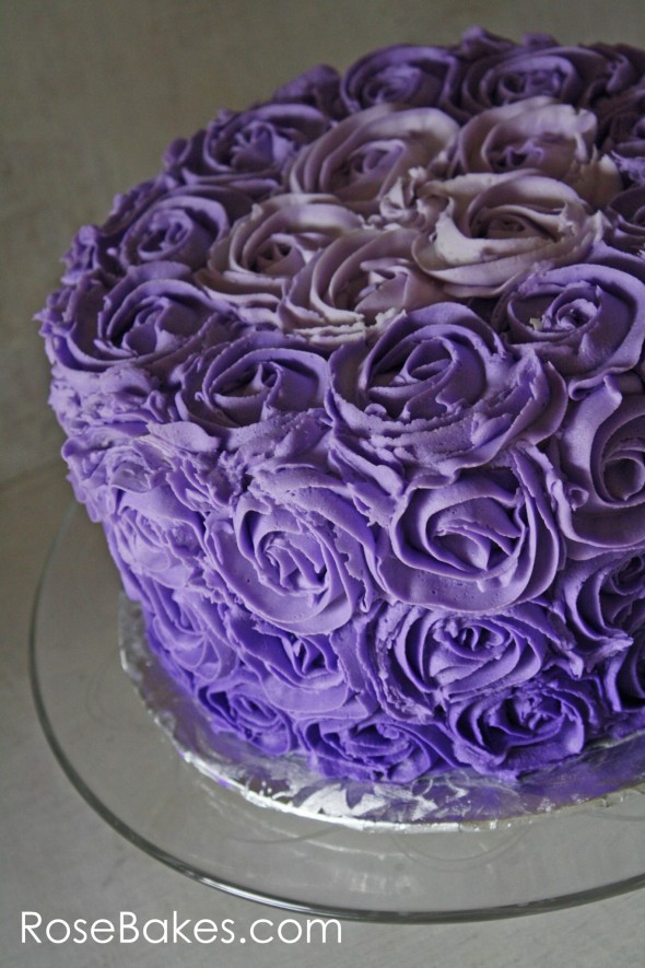 Purple Rose Happy Birthday Cake