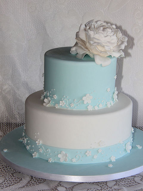 Tiffany Blue and White Wedding Cake