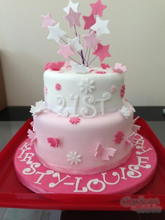 Two Tier Pink Birthday Cake Two Tier Pink Birthday Cake