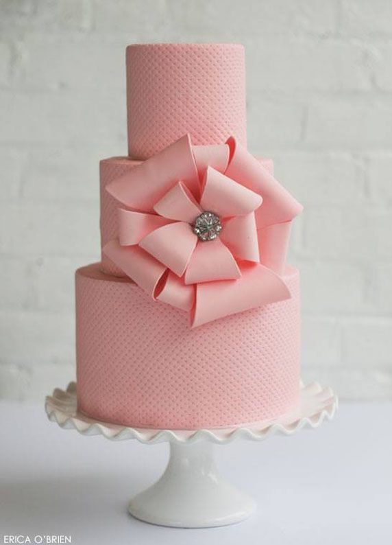 Wedding Cake with Pink Bow Wedding Cake with Pink Bow