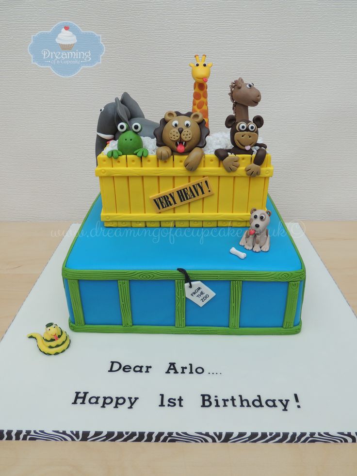 9 1st Birthday Cakes For Boys In Zoo Photo Zoo Animal Birthday