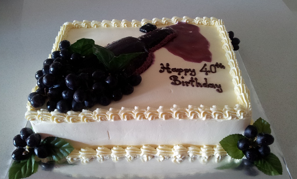 Birthday Cake with Wine Bottle