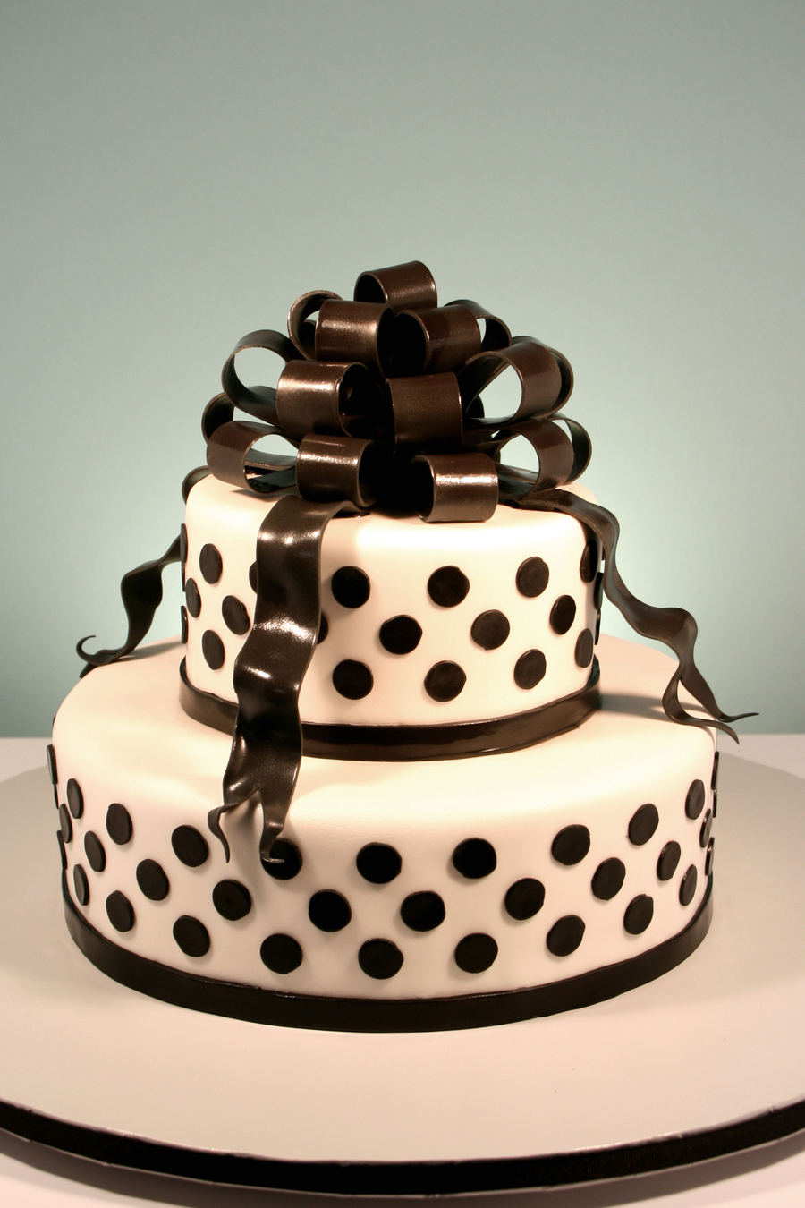 Black and White Polka Dot Wedding Shower Cake