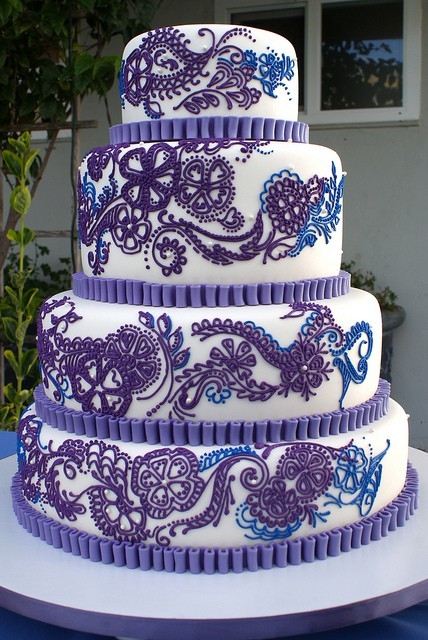 Blue and Purple Wedding Cake