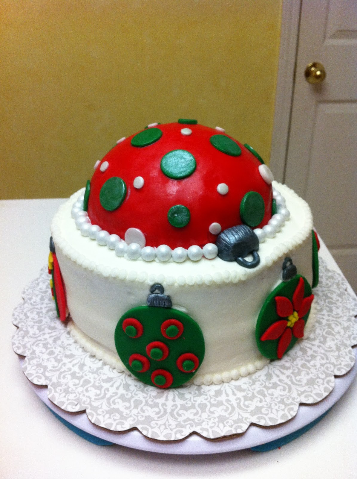Cake with Christmas Ornaments