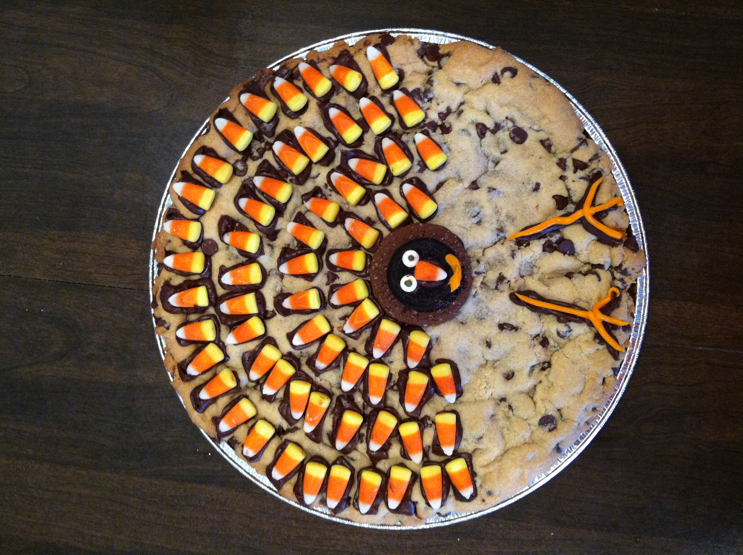 Chocolate Chip Cookies with Candy Corn Turkey