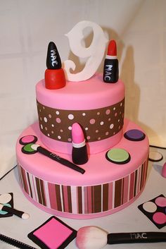 Girl's Makeup Birthday Cakes