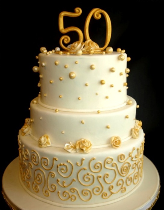 Gold Wedding Anniversary Cake