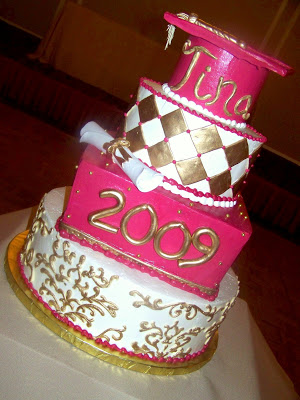 Pink and Gold Graduation Cake