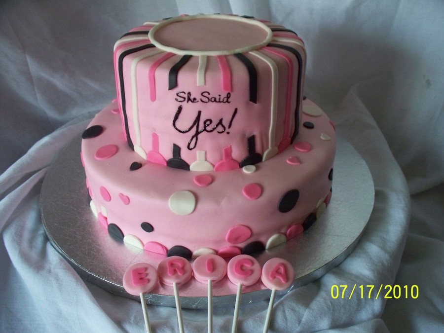 Polka Dot Bridal Shower Sheet Cake