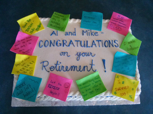 Retirement Sticky-Note Cake Retirement Sticky-Note Cake