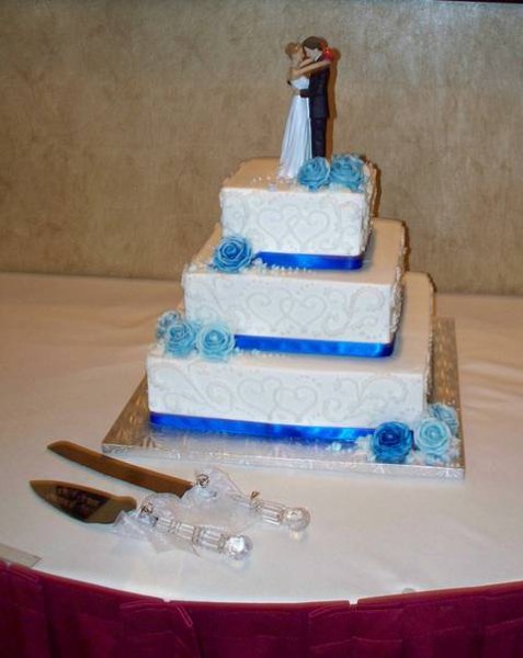 Royal Blue and White Square Wedding Cakes