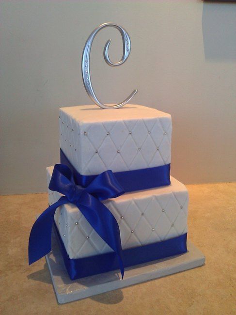 Royal Blue and White Wedding Cake