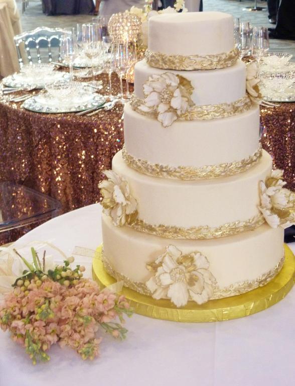 11 Wedding Cakes Ivory With Gold Beads Photo The Beaded Cake Wedding Cakes Ivory With Gold