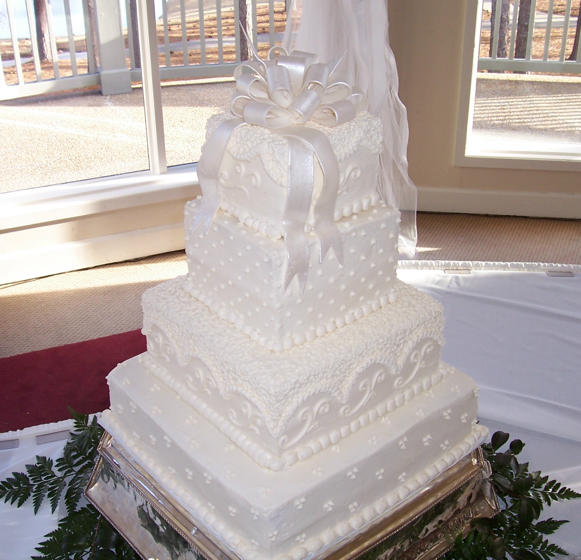 11 K On Wedding Cakes Square With A Corner Photo 4 Tier Square