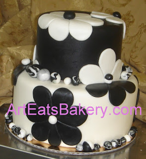 Black and White Fondant Birthday Cake