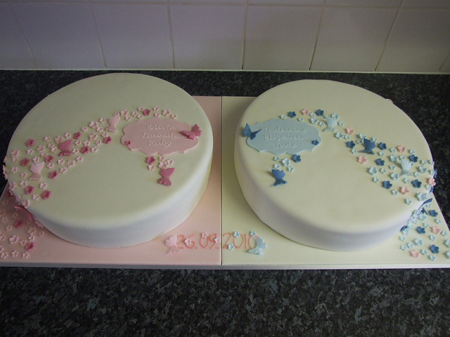 Christening Cake for Twins Boy and Girl Christening Cake for Twins Boy and Girl