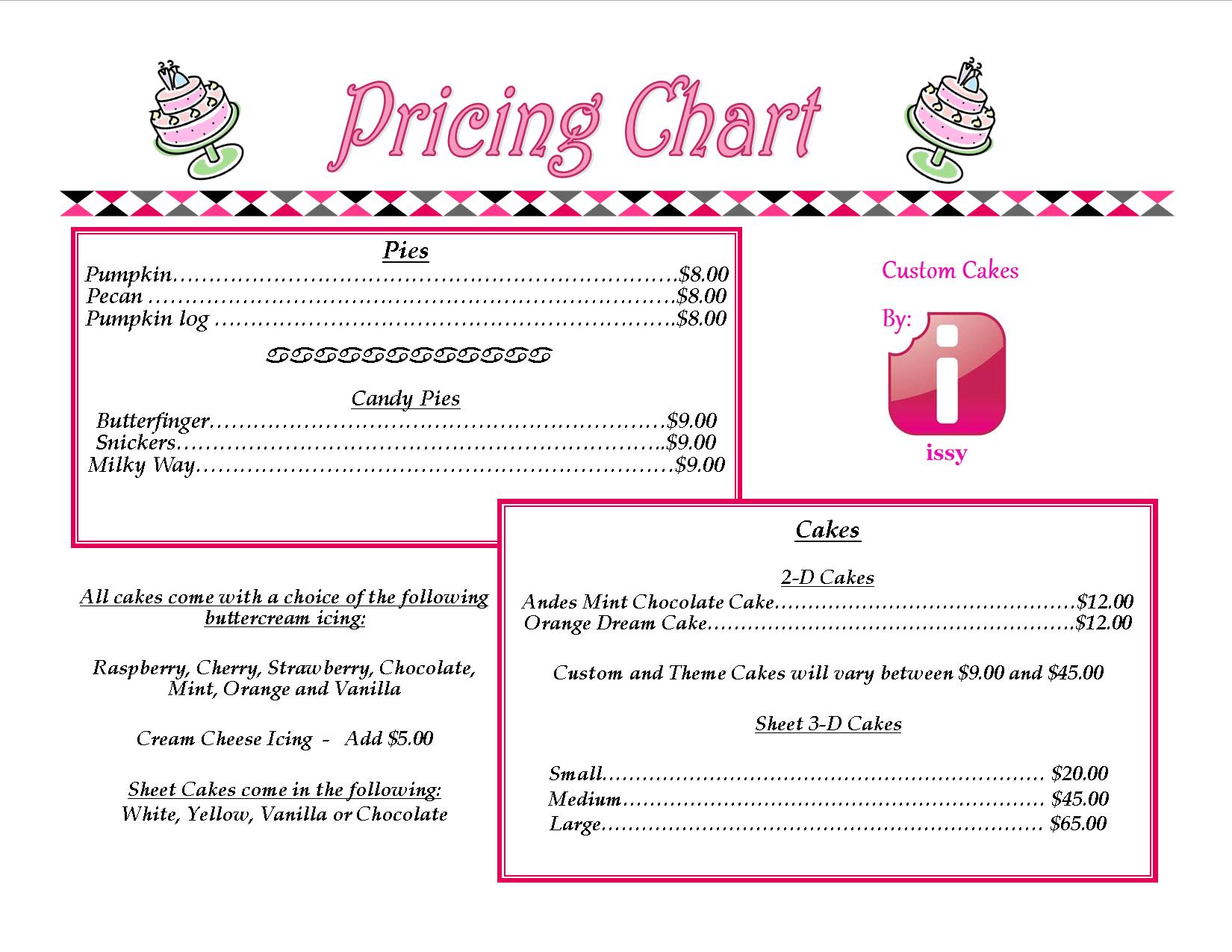 5 pricing cakes for two photo sheet cake price custom cake cake pricing charts