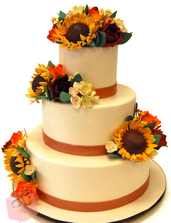 Fall Sunflower Wedding Cake Fall Sunflower Wedding Cake
