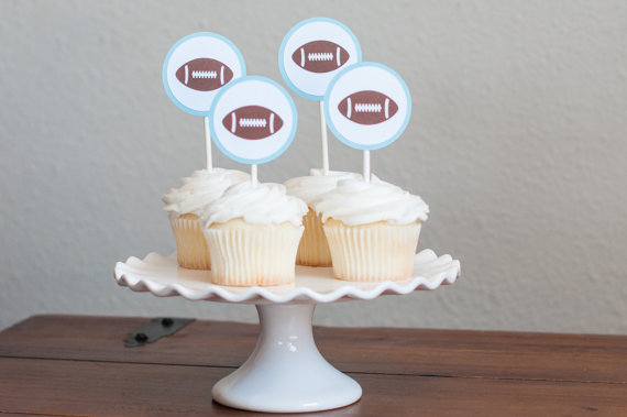 Football Baby Shower Cupcake Toppers Football Baby Shower Cupcake Toppers