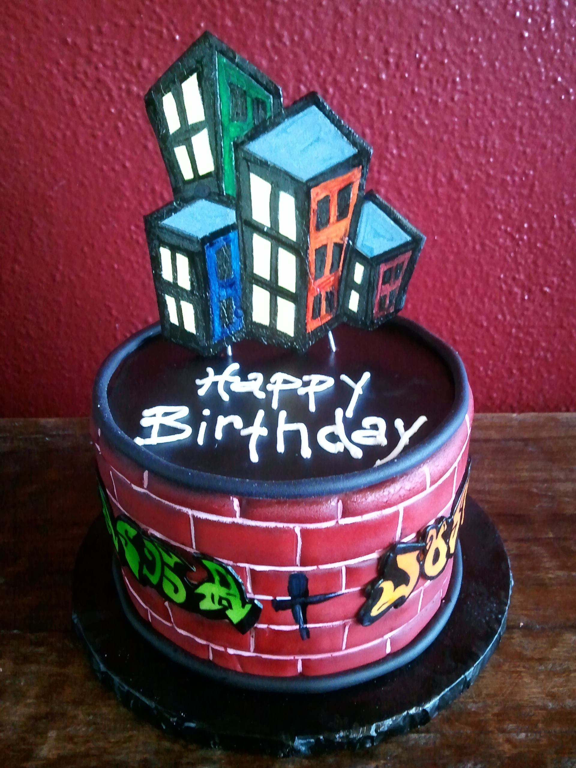 Graffiti Happy Birthday Cake