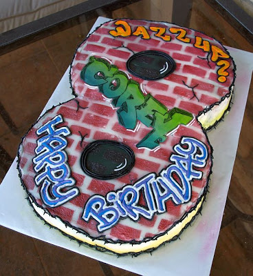 Graffiti Happy Birthday Cake