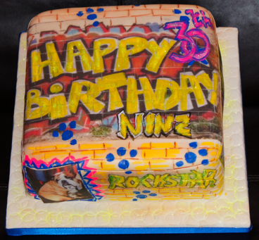 Graffiti Happy Birthday Cake