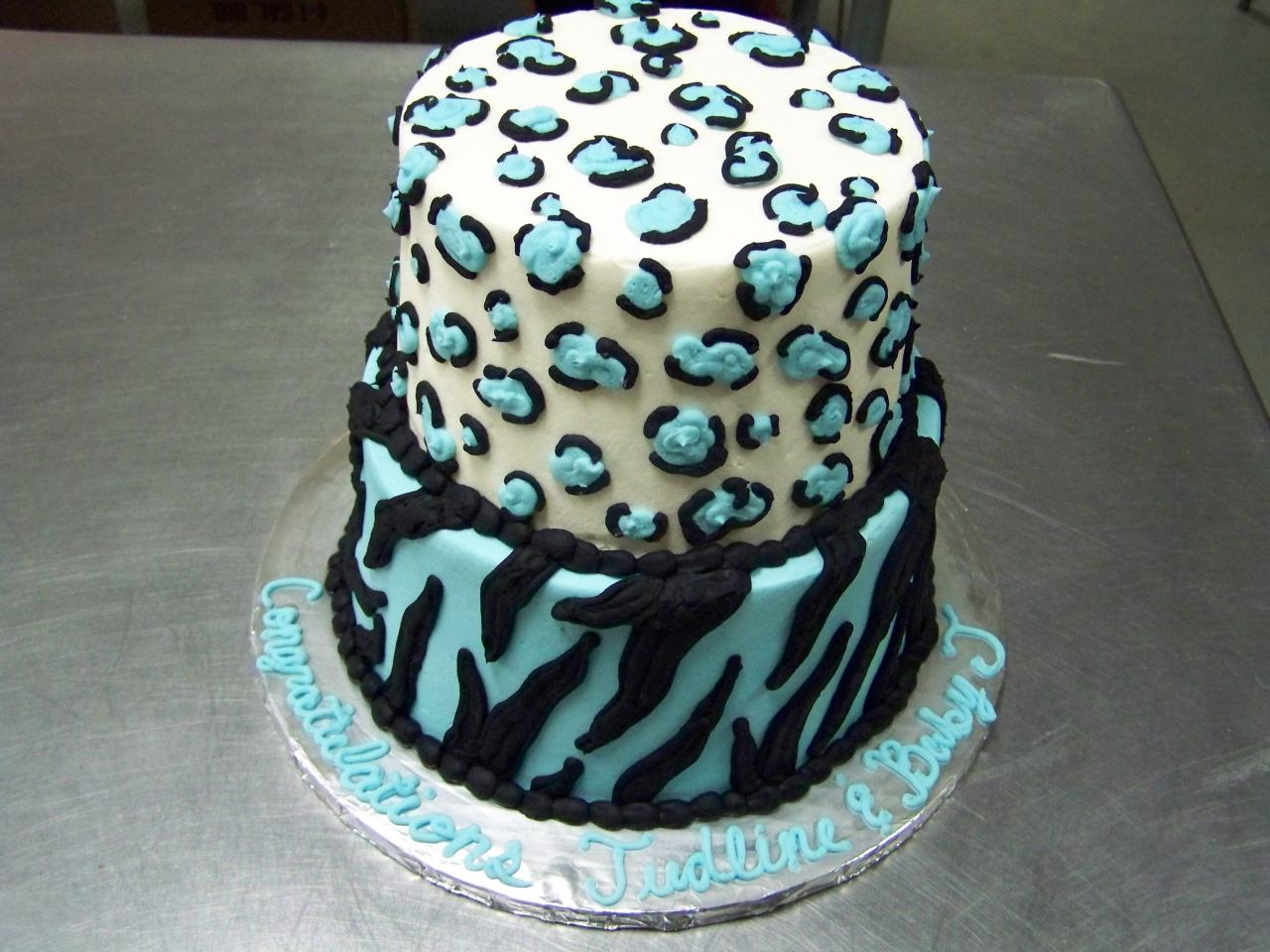 Leopard and Zebra Baby Shower Cake