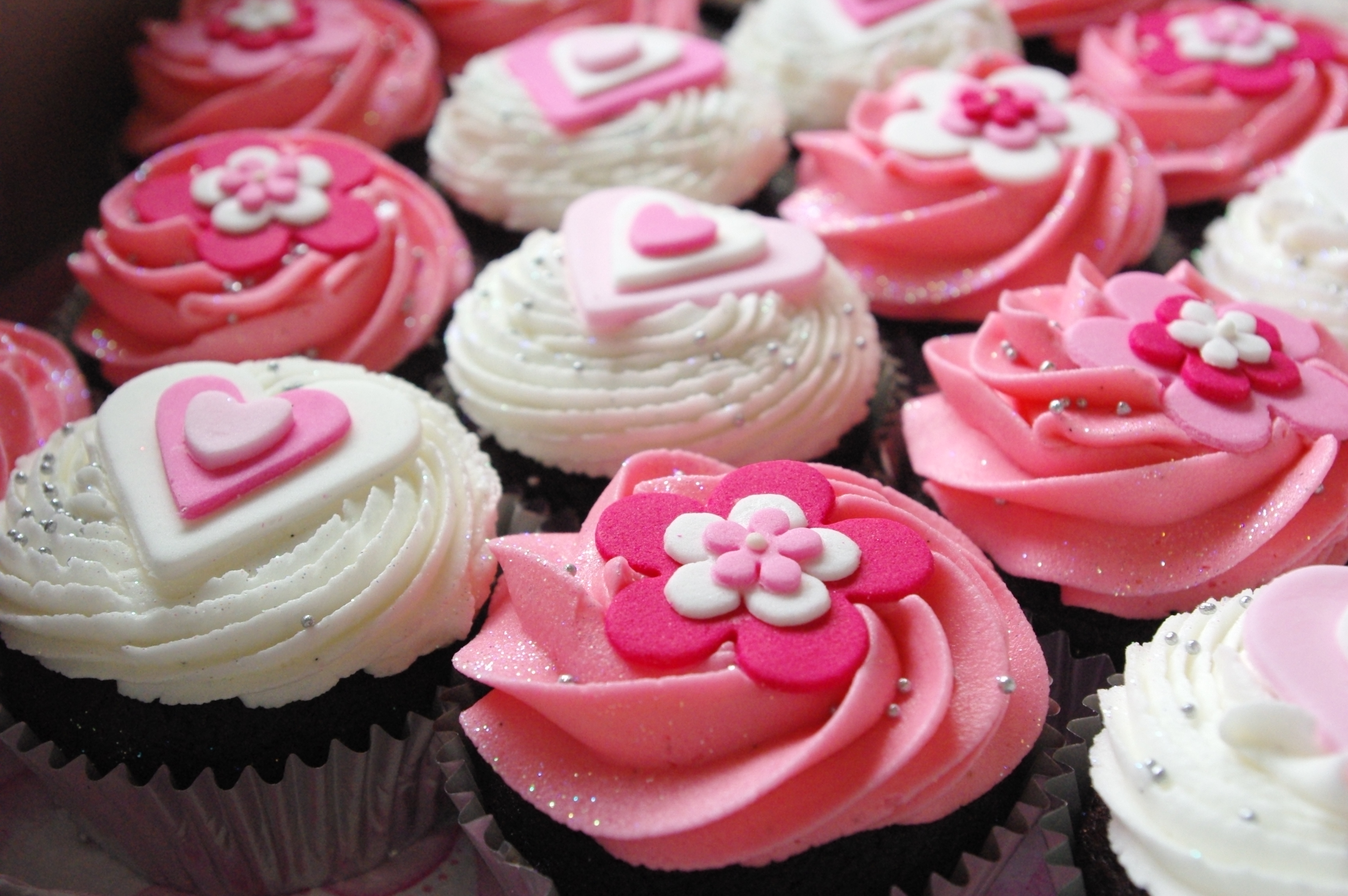 Pink and White Cupcakes with Frosting