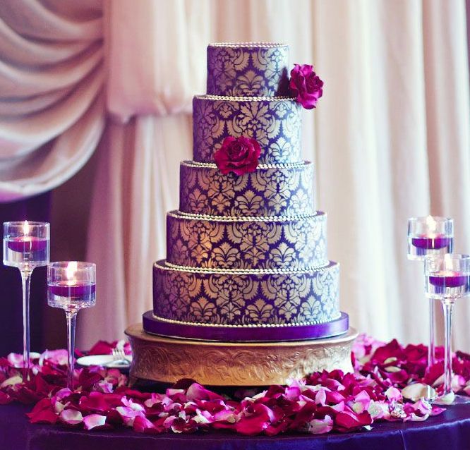 7 Indian Purple Wedding Cakes Photo Themed Cake Purple And Gold Flower Wedding Cake