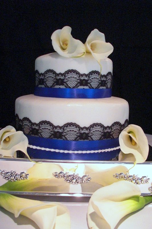 Royal Blue and Black Wedding Cake