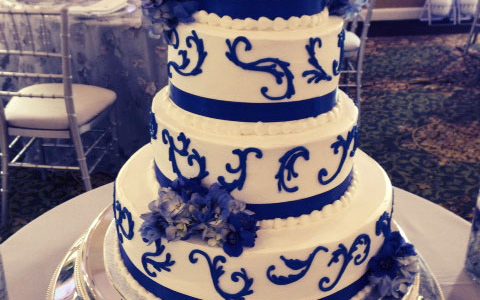 Royal Blue and Purple Wedding Cake