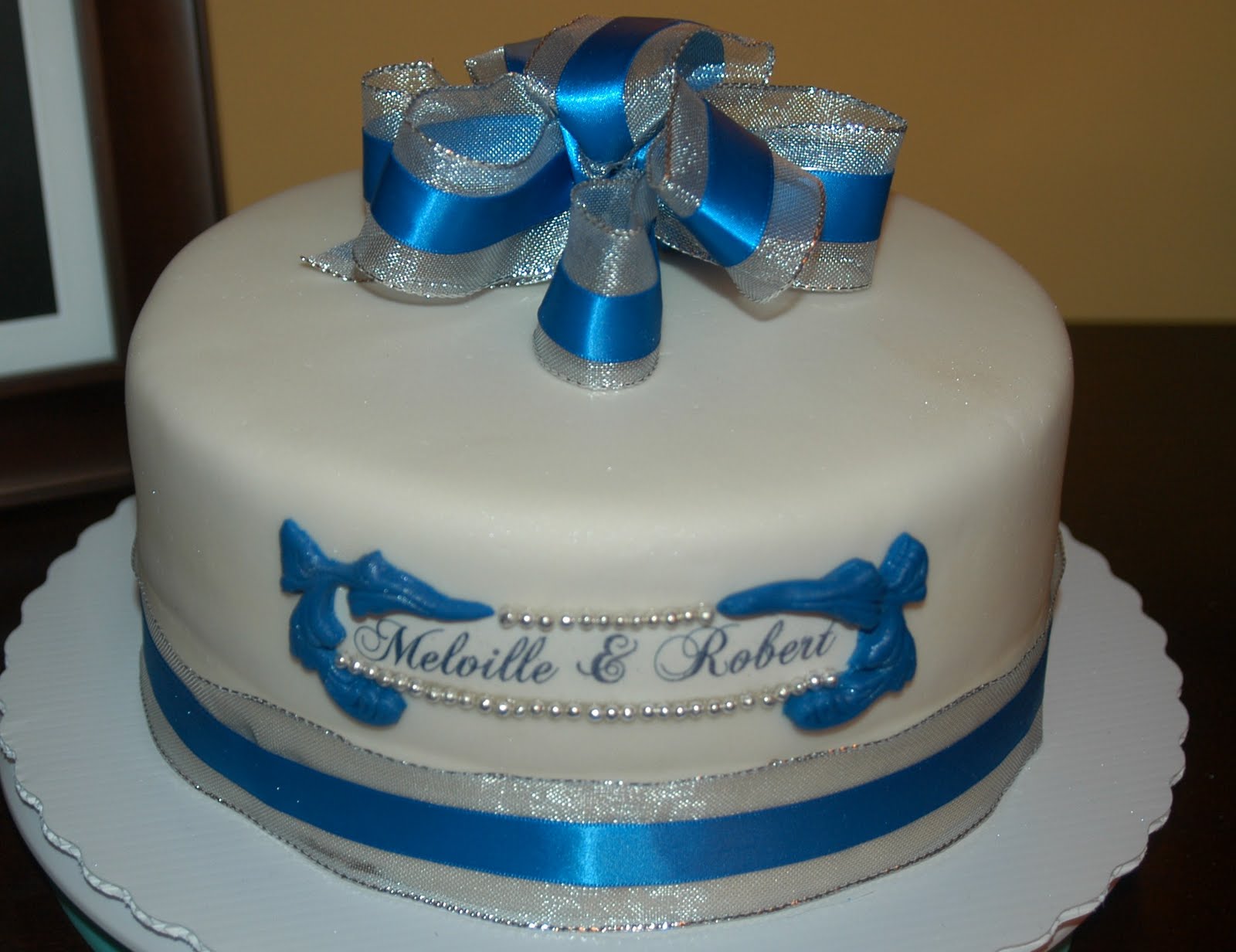 Royal Blue and Silver Wedding Cakes