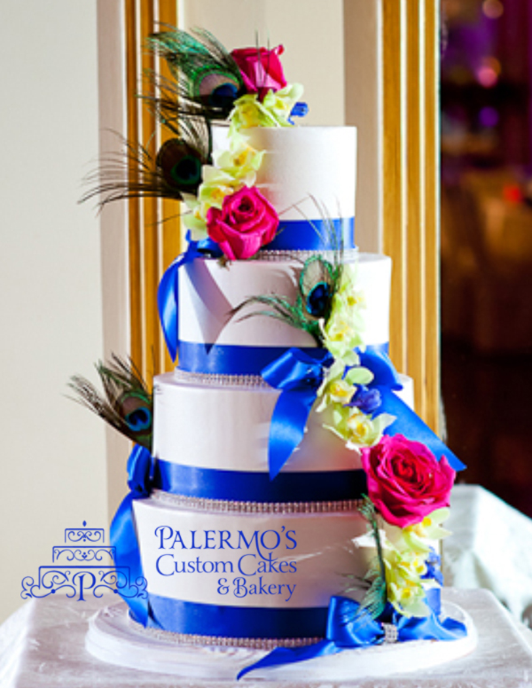 Royal Blue and White Wedding Cake