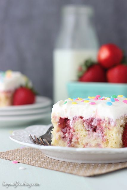 Strawberry Poke Cake with Cream Cheese Strawberry Poke Cake with Cream Cheese