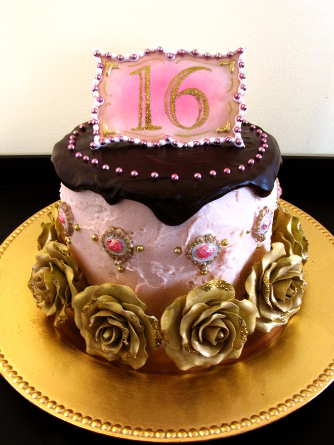 11 Rose Gold Sweet 16 Cakes Photo Pink And Gold Sweet 16 Cake
