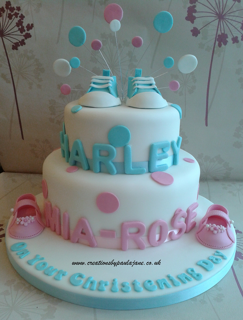 Twins Christening Cake Twins Christening Cake
