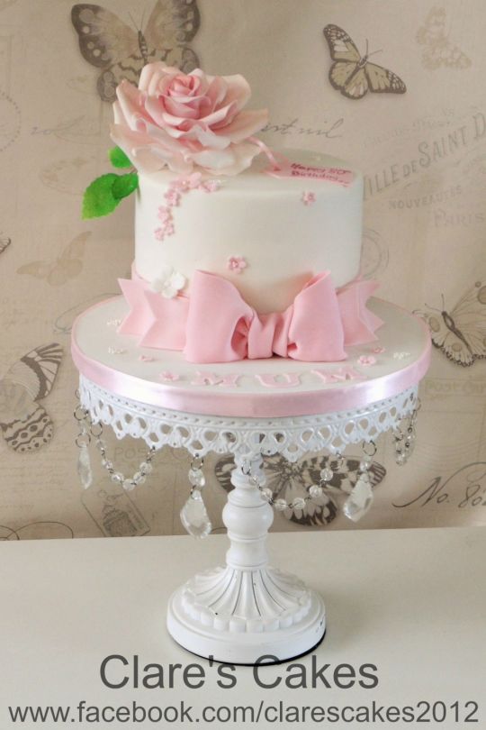 80th Birthday Cake Pink and White