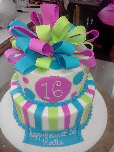 Birthday Cake with Fondant Bow