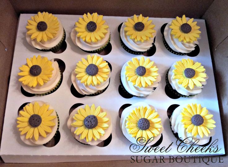 Bridal Shower Cupcakes with Sunflower