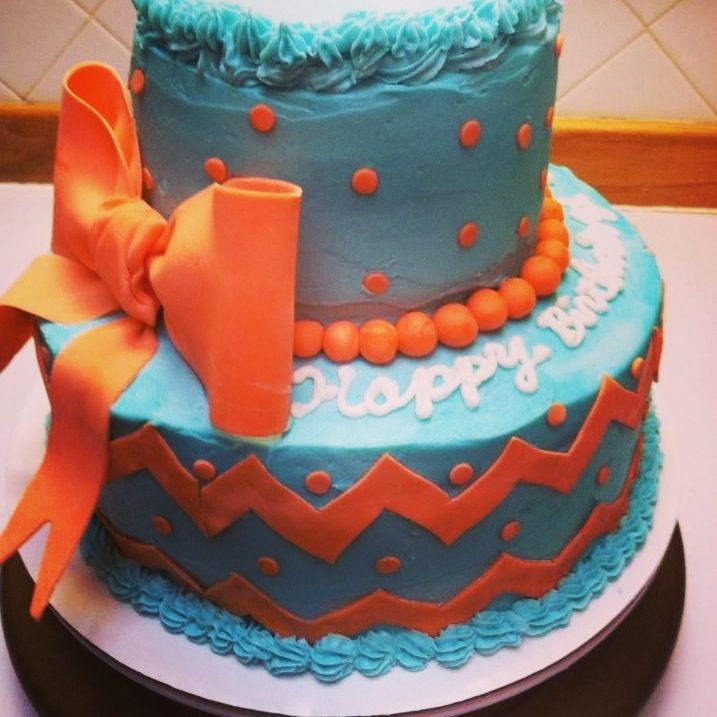 Coral and Teal Birthday Cake Coral and Teal Birthday Cake