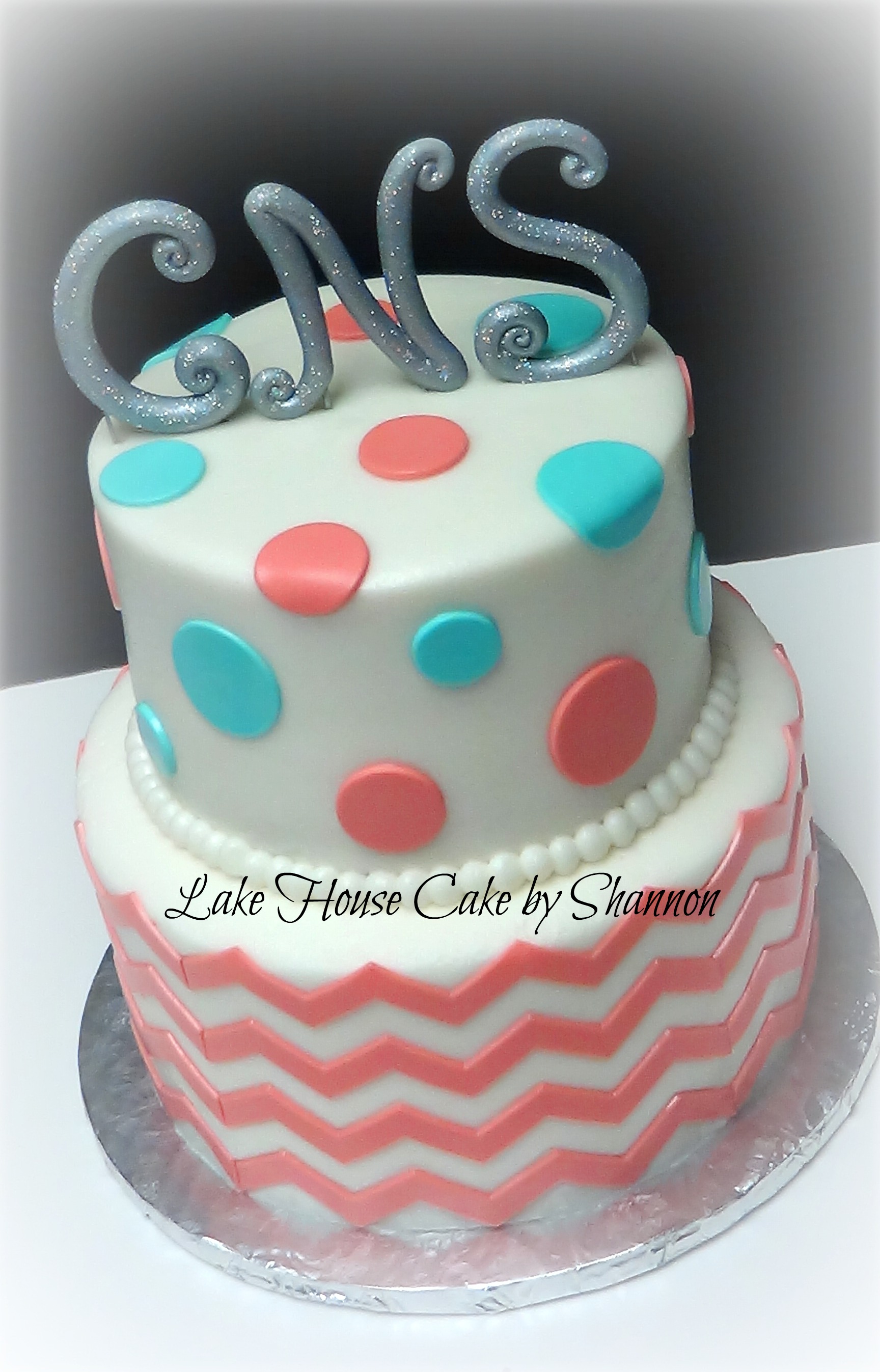 Coral and Teal Birthday Cake Coral and Teal Birthday Cake