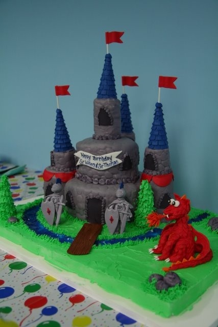 Dragon and Knight Castle Cake