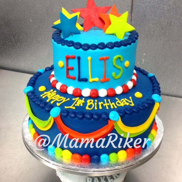 7 Birthday Cakes Buttercream With Orange And Blue Photo Orange