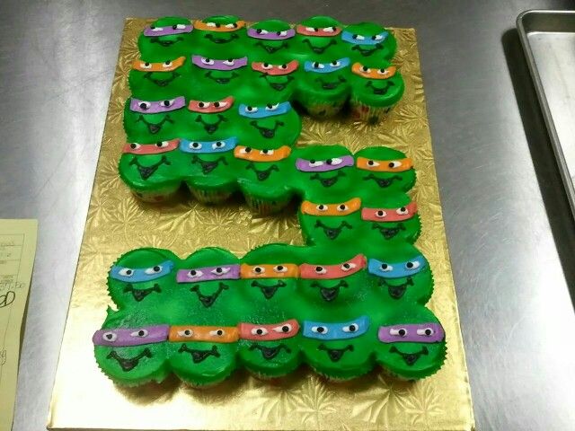 Ninja Turtle Birthday Cupcake Cake