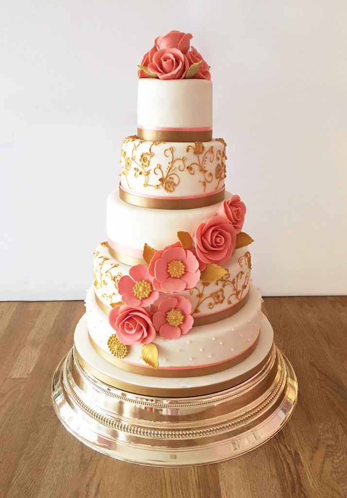 peach and gold wedding