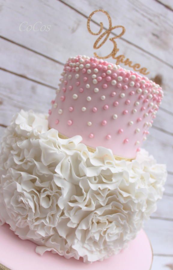 Pearl and Pink Baby Shower Cakes